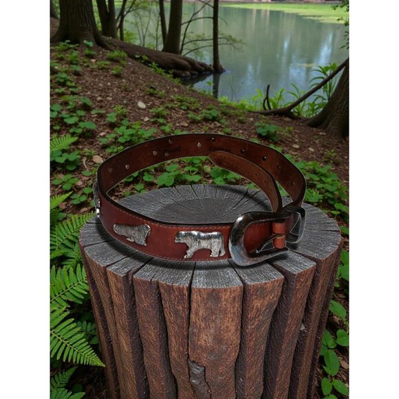 VTG Honest Leather Belt 28 60407 Zoo Animals Up to 29\